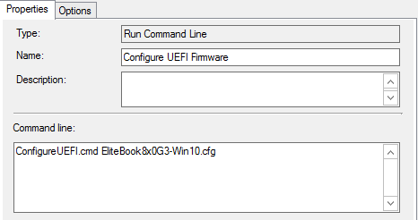 command line sequence task update updating configuring sccm hp configure bios uefi codes followed exit shown success along